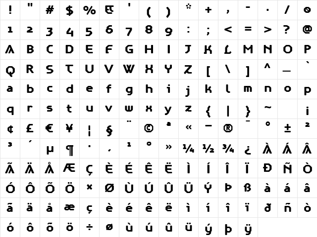 AlertBold Regular font glyphpreview
