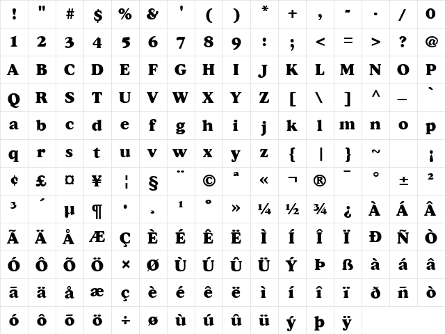 FZ ROMAN 34 Normal font glyphpreview
