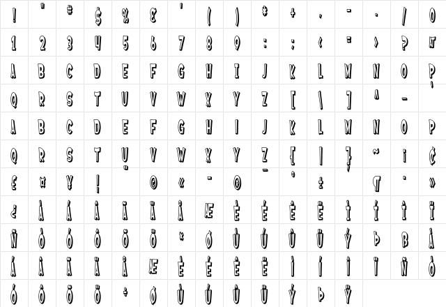 SF Ferretopia Shaded Regular font glyphpreview