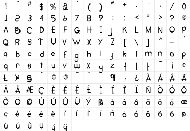 OccidentalDismount Regular font glyphpreview