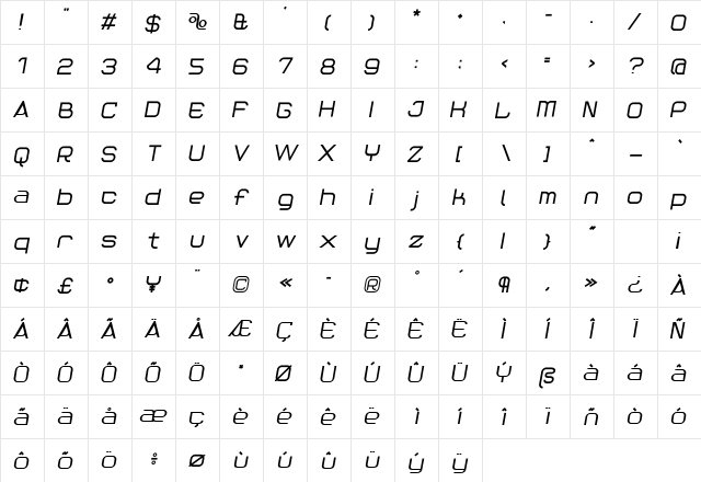 Reaction Regular font glyphpreview