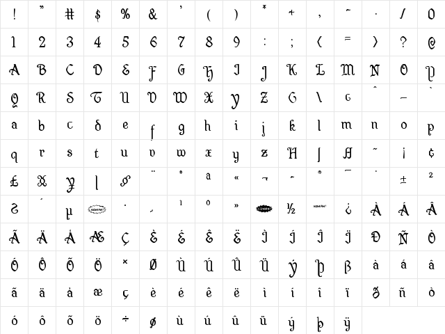 Quill Sword Regular font glyphpreview