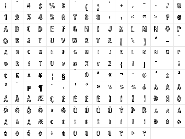 PlankCondensed Normal font glyphpreview