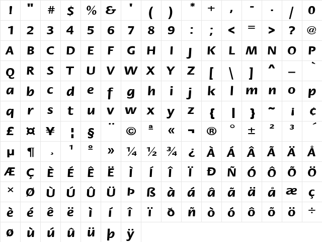 FloraExt-Bold Regular font glyphpreview