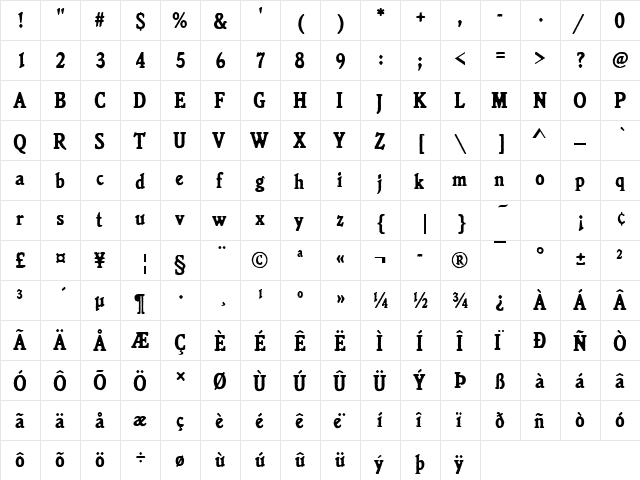 URWJanssonAntDBolCon Regular font glyphpreview