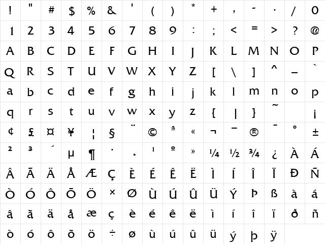 QuadratTwo Regular font glyphpreview