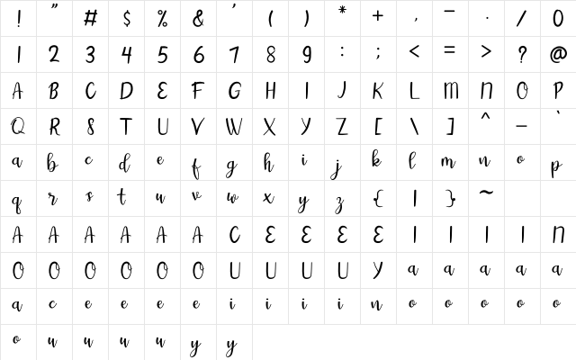 Aintya Beauty Regular font glyphpreview