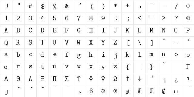 cmtt12 Regular font glyphpreview