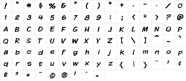 VTCKomixationRegular Regular font glyphpreview