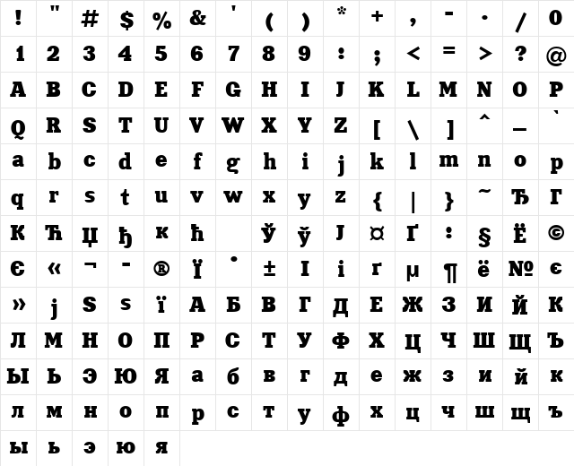 XeniaCTT Regular font glyphpreview