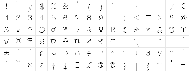 Syastro Regular font glyphpreview