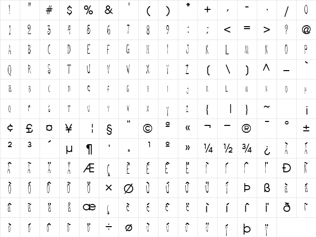 De Regular font glyphpreview