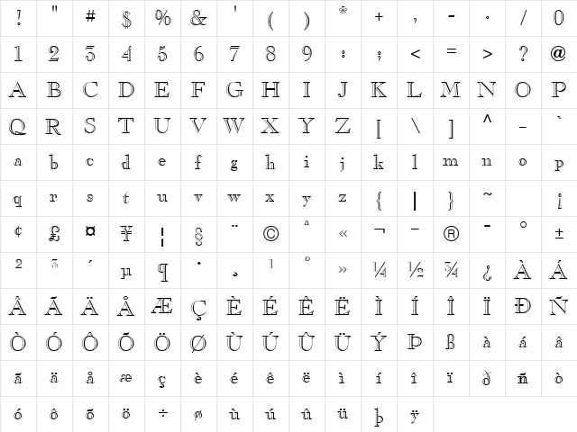 Caslon ICG Open Face font glyphpreview