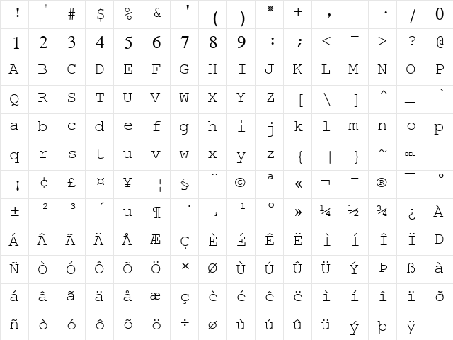 Simplified Arabic Fixed Regular font glyphpreview