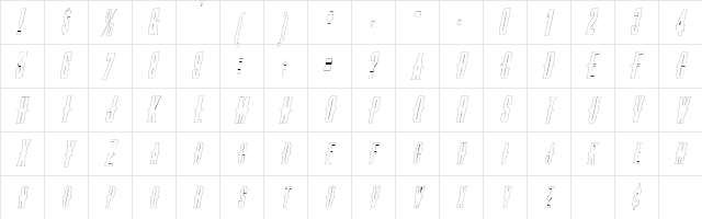 ThornsOutline Oblique font glyphpreview