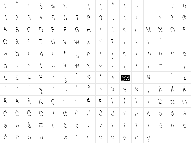 ErgoeLightCondBS Regular font glyphpreview