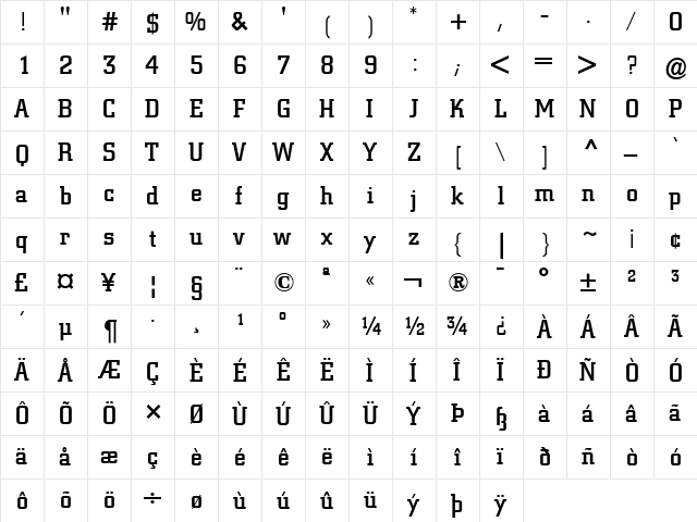 Berthold City Regular font glyphpreview