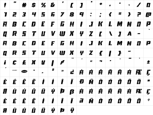 Tower Ruins Expanded Italic Expanded Italic font glyphpreview