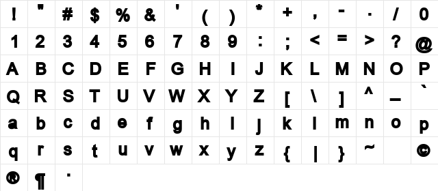 UpStartBold Regular font glyphpreview