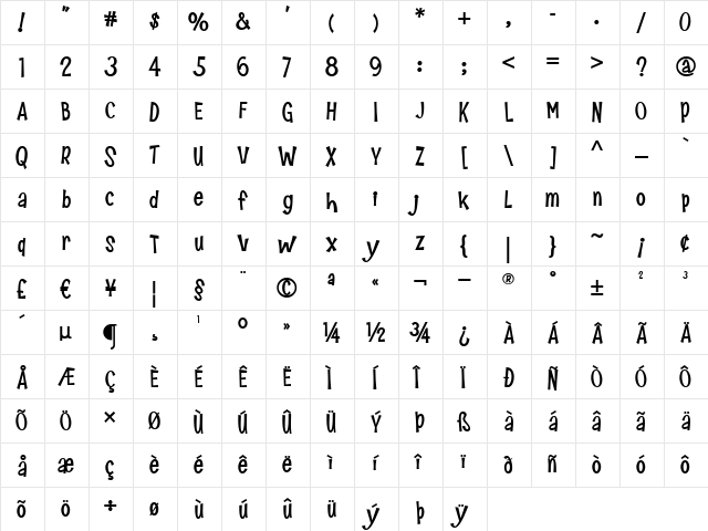 Snoopy Snails NF Regular font glyphpreview