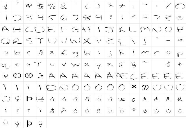 FZ WARPED 27 EX Normal font glyphpreview