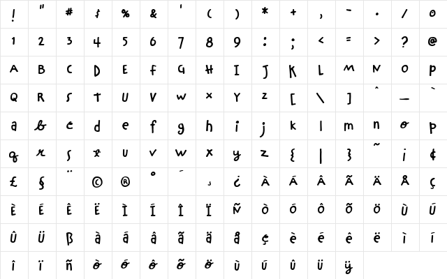 Chinchilla Regular font glyphpreview