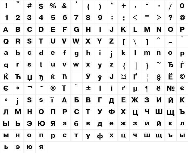 PragmaticaWINCTT Bold font glyphpreview