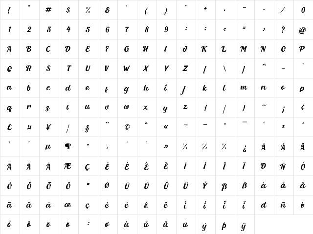 Uchul Regular font glyphpreview