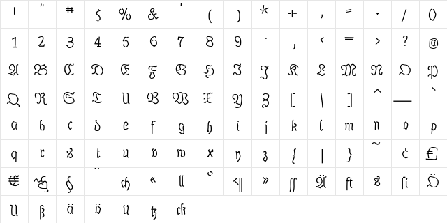 LutherDuemille Regular font glyphpreview