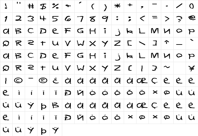 FZ HAND 11 EX Normal font glyphpreview
