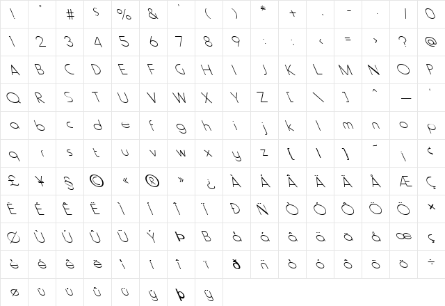 FZ BASIC 20 LEFTY Normal font glyphpreview