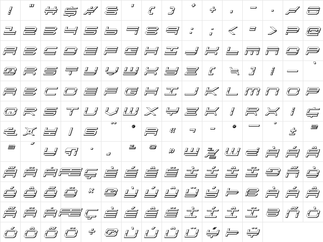 QuickStrike 3D Italic Italic font glyphpreview