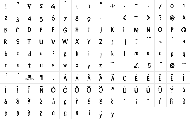Fuzzymate Regular font glyphpreview