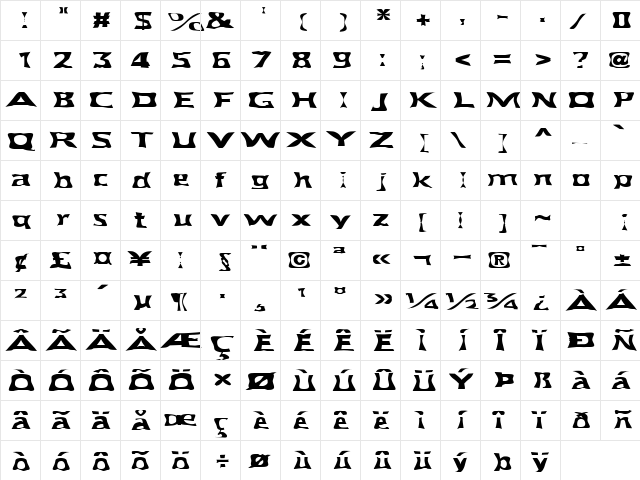 FZ WARPED 40 EX Normal font glyphpreview