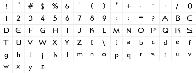 StarTrek Film BT Regular font glyphpreview