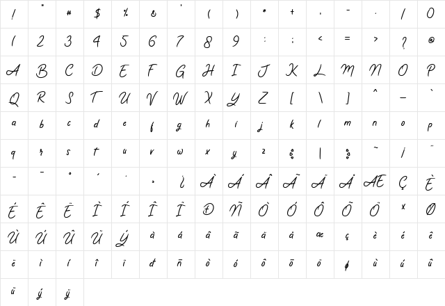 Romy & Jules Regular font glyphpreview