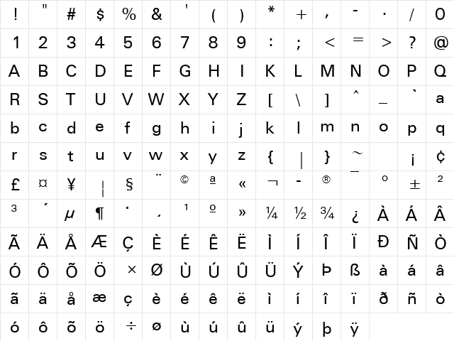 Utah Regular font glyphpreview