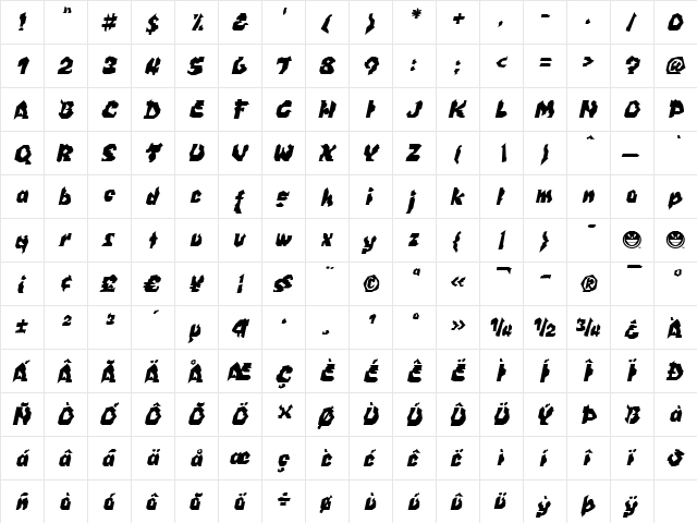 WILD1 Nobody Italic font glyphpreview