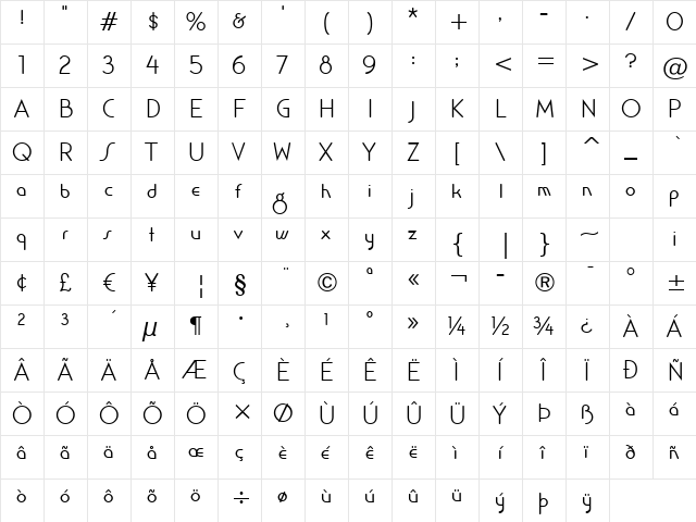 Salsa Mangos BTN Lt Regular font glyphpreview