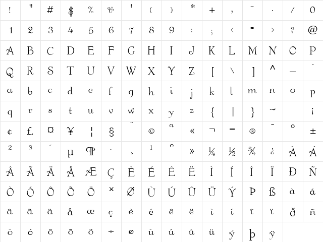 Fanciful Normal font glyphpreview