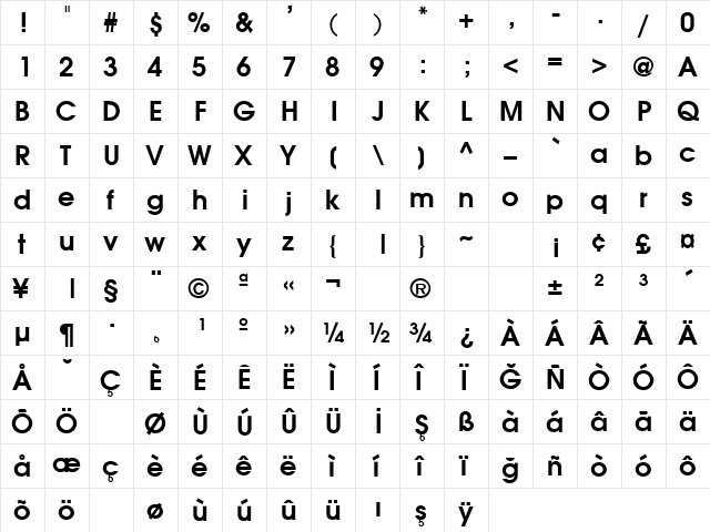 Avalon Bold font glyphpreview