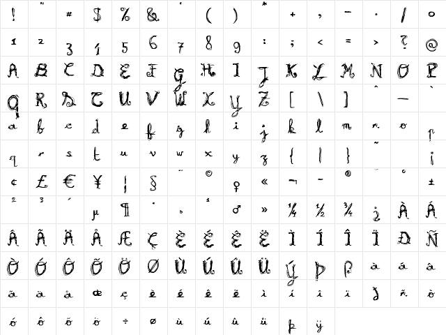 Burning Normal font glyphpreview