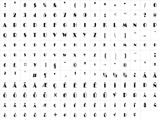 Brando Engraved Condensed Bold font glyphpreview