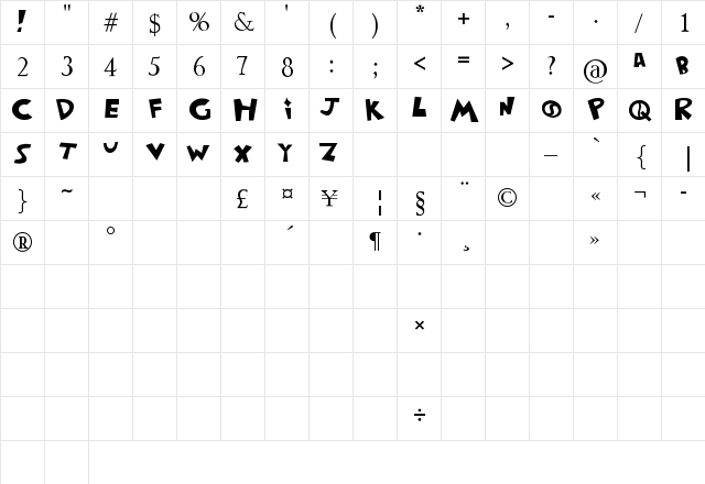 yin yang sans Regular font glyphpreview