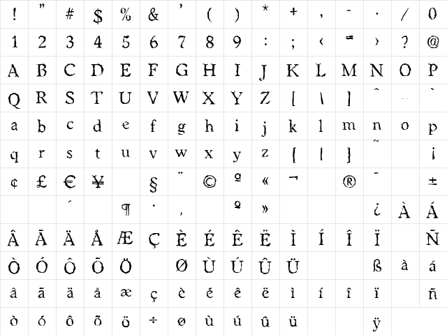 WorcesterRandom Regular font glyphpreview