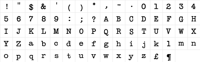 Typewriter Display font glyphpreview