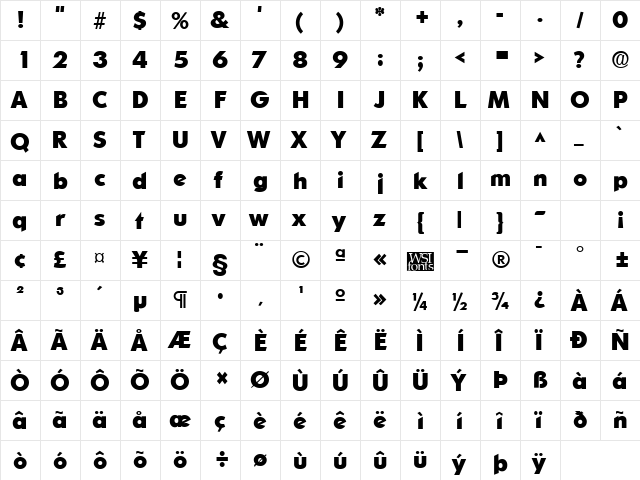 SharnayHeavy Regular font glyphpreview