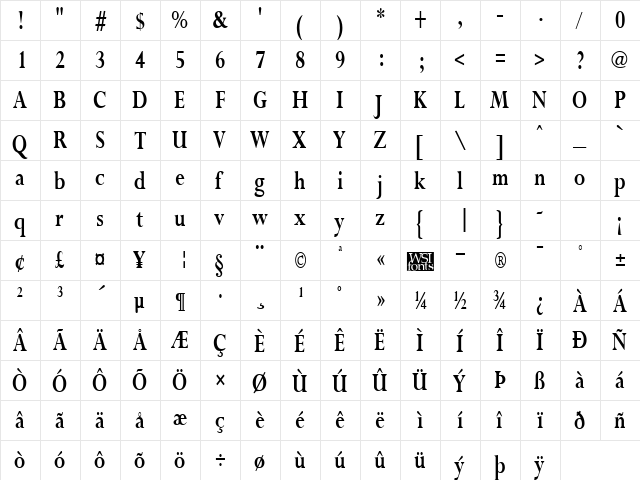 PurloinCondensed Bold font glyphpreview