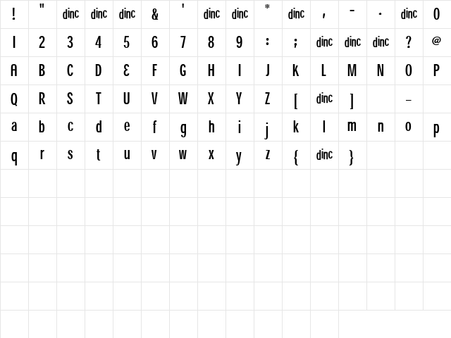 ThinLine Regular font glyphpreview