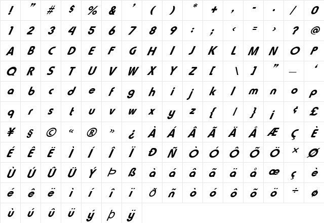 FZ BASIC 7 ITALIC Normal font glyphpreview